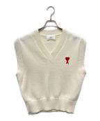 AMI Alexandre Mattiussiアミアレクサンドルマテュッシ）の古着「ハートロゴニットベスト　UKS708.016」｜ホワイト