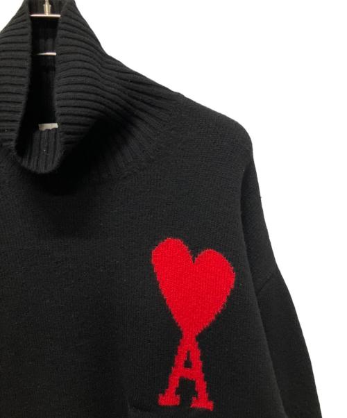 AMI Alexandre Mattiussi（アミアレクサンドルマテュッシ）AMI Alexandre Mattiussi (アミアレクサンドルマテュッシ) ハートロゴタートルネックセーター ブラック サイズ:Ｓの古着・服飾アイテム