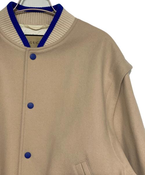 GUCCI（グッチ）GUCCI (グッチ) Cream Wool Bomber Jacket アイボリー×ブルー サイズ:48の古着・服飾アイテム