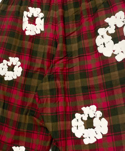 Denim Tears（デニムティアーズ）Denim Tears (デニムティアーズ) リースチェックパジャマスウェットパンツ レッド サイズ:XLの古着・服飾アイテム