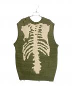 KAPITALキャピタル）の古着「5G Cotton Knit BONE Vest」｜グリーン×ホワイト