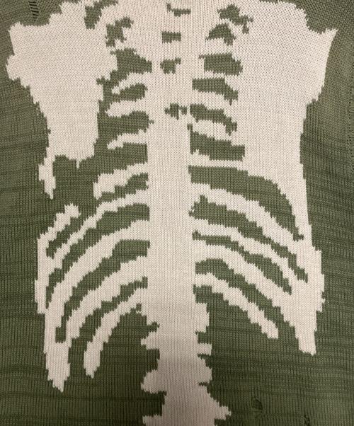 KAPITAL（キャピタル）KAPITAL (キャピタル) 5G Cotton Knit BONE Vest グリーン×ホワイト サイズ:3の古着・服飾アイテム
