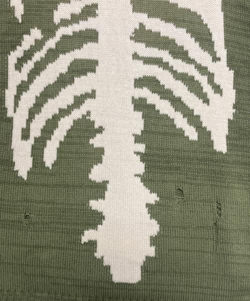 KAPITAL（キャピタル）KAPITAL (キャピタル) 5G Cotton Knit BONE Vest グリーン×ホワイト サイズ:3の古着・服飾アイテム