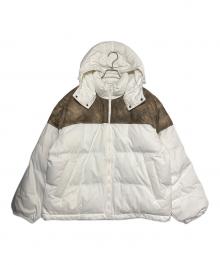SUPREME（シュプリーム）の古着「Leather Yoke Puffer Jacket」｜ホワイト