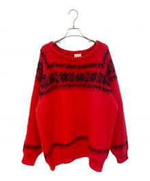 CELINE（セリーヌ）の古着「ブラッシュドウールクルーネックニット セーター」｜レッド