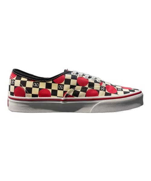 VANS（ヴァンズ）VANS (バンズ) VALENTINO (ヴァレンティノ) Vロゴ チェッカーボードプリント キャンパスローカットスニーカー ホワイト×ブラック×レッド サイズ:42の古着・服飾アイテム