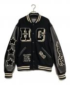 Hysteric Glamourヒステリックグラマー）の古着「TURNTHE MUSICUP 刺繍 袖革 スタジアムジャケット」｜ブラック