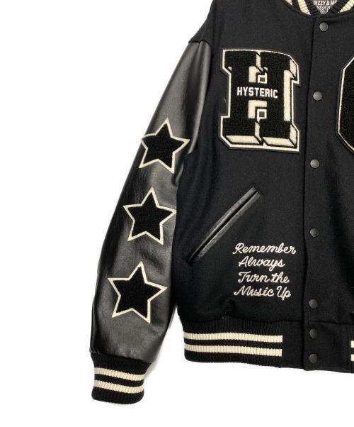 Hysteric Glamour（ヒステリックグラマー）Hysteric Glamour (ヒステリックグラマー) TURNTHE MUSICUP 刺繍 袖革 スタジアムジャケット ブラック サイズ:XLの古着・服飾アイテム