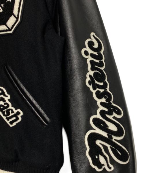 Hysteric Glamour（ヒステリックグラマー）Hysteric Glamour (ヒステリックグラマー) TURNTHE MUSICUP 刺繍 袖革 スタジアムジャケット ブラック サイズ:XLの古着・服飾アイテム