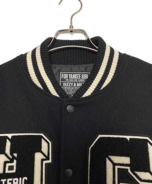 Hysteric Glamour（ヒステリックグラマー）Hysteric Glamour (ヒステリックグラマー) TURNTHE MUSICUP 刺繍 袖革 スタジアムジャケット ブラック サイズ:XLの古着・服飾アイテム