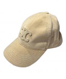 CELINE（セリーヌ）の古着「トリオンフ ベースボールキャップ / コーデュロイ - クリーム」｜カーキ