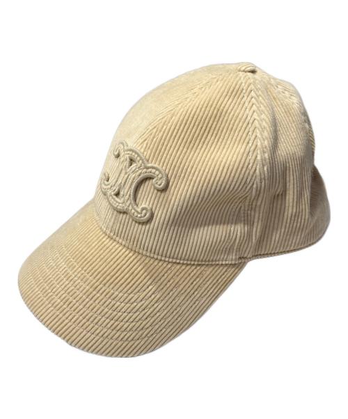 CELINE（セリーヌ）CELINE (セリーヌ) トリオンフ ベースボールキャップ / コーデュロイ - クリーム カーキ サイズ:Lの古着・服飾アイテム