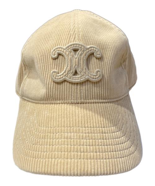 CELINE（セリーヌ）CELINE (セリーヌ) トリオンフ ベースボールキャップ / コーデュロイ - クリーム カーキ サイズ:Lの古着・服飾アイテム