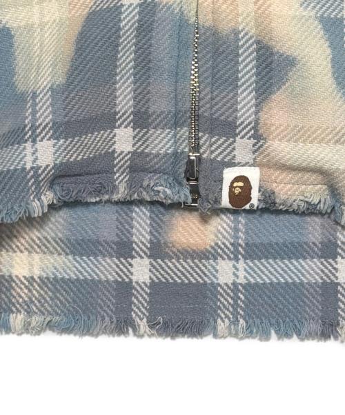 A BATHING APE（ア ベイシング エイプ）A BATHING APE (ア ベイシング エイプ) BLEACHED BAPE CHECK SHIRT JACKET スカイブルー サイズ:Lの古着・服飾アイテム