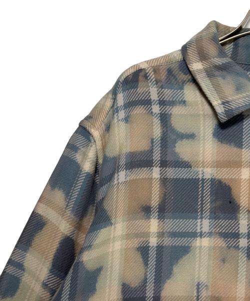 A BATHING APE（ア ベイシング エイプ）A BATHING APE (ア ベイシング エイプ) BLEACHED BAPE CHECK SHIRT JACKET スカイブルー サイズ:Lの古着・服飾アイテム