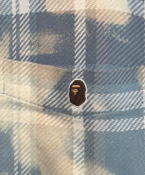 A BATHING APE（ア ベイシング エイプ）A BATHING APE (ア ベイシング エイプ) BLEACHED BAPE CHECK SHIRT JACKET スカイブルー サイズ:Lの古着・服飾アイテム