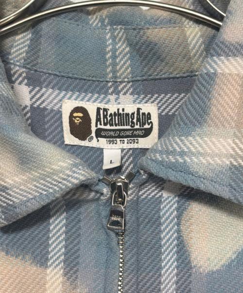 A BATHING APE（ア ベイシング エイプ）A BATHING APE (ア ベイシング エイプ) BLEACHED BAPE CHECK SHIRT JACKET スカイブルー サイズ:Lの古着・服飾アイテム