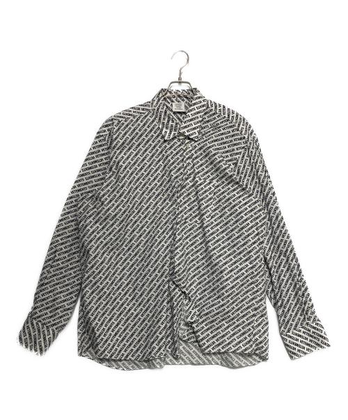 VETEMENTS（ヴェトモン）VETEMENTS (ヴェトモン) 18SS MONOGRAM L/S OVERSIZED SHIRT ホワイト×ブラック サイズ:Sの古着・服飾アイテム