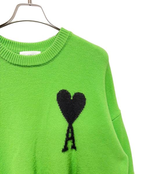 AMI PARIS（アミ パリス）AMI PARIS (アミ パリス) Crew neck knit sweater 黄緑 サイズ:Lの古着・服飾アイテム
