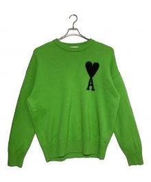 AMI PARIS（アミ パリス）の古着「Crew neck knit sweater」｜黄緑