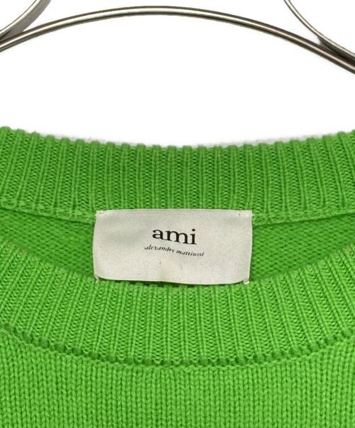 AMI PARIS（アミ パリス）AMI PARIS (アミ パリス) Crew neck knit sweater 黄緑 サイズ:Lの古着・服飾アイテム