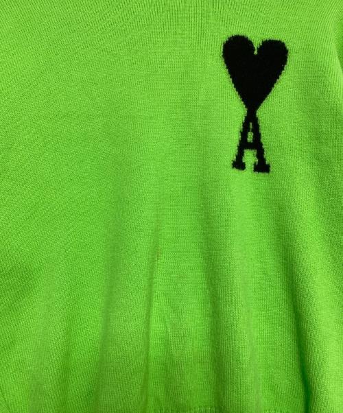 AMI PARIS（アミ パリス）AMI PARIS (アミ パリス) Crew neck knit sweater 黄緑 サイズ:Lの古着・服飾アイテム