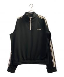 CELINE（セリーヌ）の古着「24SS トリオンフ チャーム ロゴ 刺繍 ハーフジップ ジャージ」｜ブラック