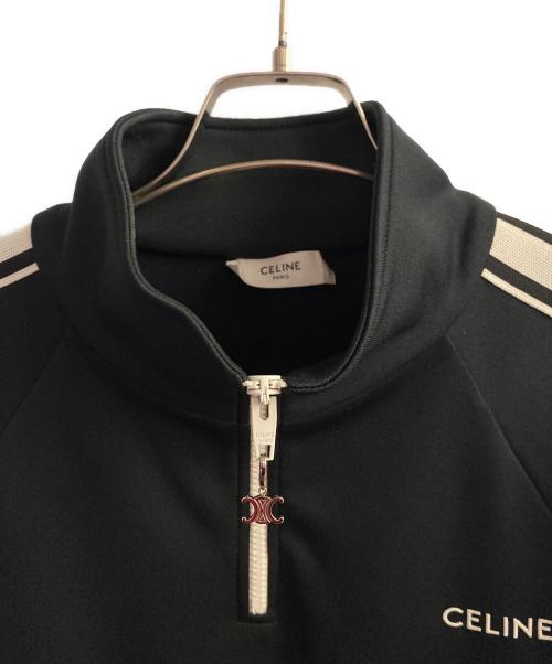CELINE（セリーヌ）CELINE (セリーヌ) 24SS トリオンフ チャーム ロゴ 刺繍 ハーフジップ ジャージ ブラック サイズ:XLの古着・服飾アイテム