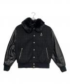 BAPE BLACKベイプ ブラック）の古着「Leather sleeve tweed jacket」｜ブラック