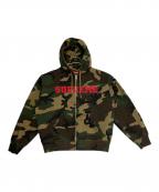 SUPREMEシュプリーム）の古着「25FW Collegiate Applique Zip Up Hooded Sweatshirt Woodland Camo」｜オリーブ