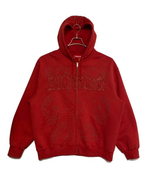 SUPREME（シュプリーム）SUPREME (シュプリーム) 25SS Leather Appliqué Zip Up Hooded Sweatshirt レッド サイズ:XLの古着・服飾アイテム