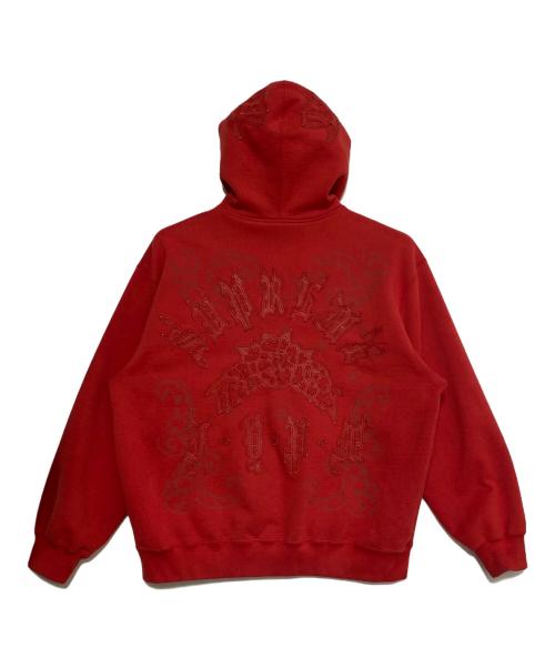 SUPREME（シュプリーム）SUPREME (シュプリーム) 25SS Leather Appliqué Zip Up Hooded Sweatshirt レッド サイズ:XLの古着・服飾アイテム