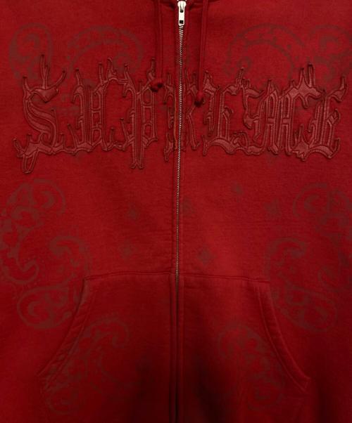 SUPREME（シュプリーム）SUPREME (シュプリーム) 25SS Leather Appliqué Zip Up Hooded Sweatshirt レッド サイズ:XLの古着・服飾アイテム