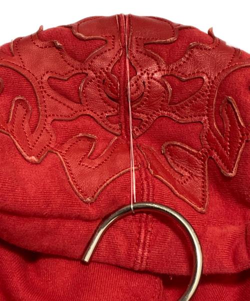 SUPREME（シュプリーム）SUPREME (シュプリーム) 25SS Leather Appliqué Zip Up Hooded Sweatshirt レッド サイズ:XLの古着・服飾アイテム