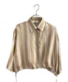 FENDI（フェンディ）の古着「ドローストリング ヘム クロップド シャツ」｜ベージュ