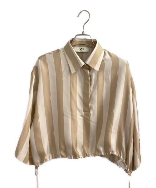 FENDI（フェンディ）FENDI (フェンディ) ドローストリング ヘム クロップド シャツ ベージュ サイズ:42の古着・服飾アイテム