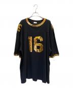 CELINEセリーヌ）の古着「16 メッシュジャージスパンコールカットソー」｜ブラック×ゴールド