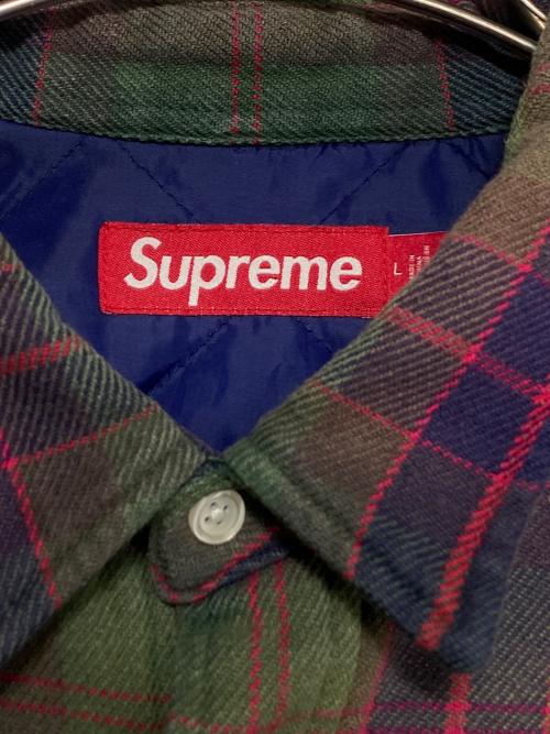 SUPREME（シュプリーム）SUPREME (シュプリーム) Quilted Flannel Snap Shirt グリーン サイズ:Lの古着・服飾アイテム