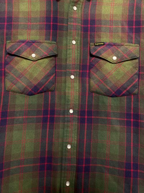 SUPREME（シュプリーム）SUPREME (シュプリーム) Quilted Flannel Snap Shirt グリーン サイズ:Lの古着・服飾アイテム