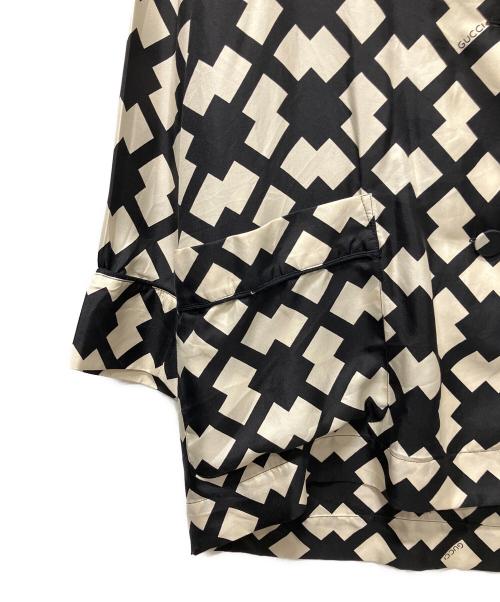 GUCCI（グッチ）GUCCI (グッチ) シルクシャツ/パジャマシャツ ホワイト×ブラック サイズ:36の古着・服飾アイテム
