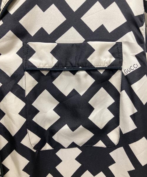 GUCCI（グッチ）GUCCI (グッチ) シルクシャツ/パジャマシャツ ホワイト×ブラック サイズ:36の古着・服飾アイテム