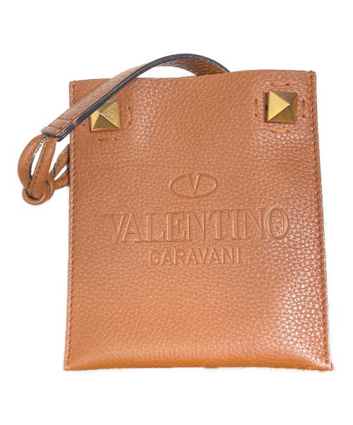 VALENTINO（ヴァレンティノ）VALENTINO (ヴァレンティノ) ロックスタッズミニショルダーポーチ ブラウンの古着・服飾アイテム
