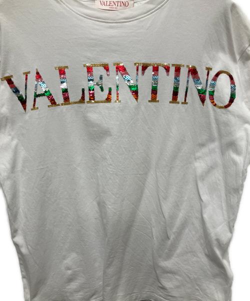 VALENTINO（ヴァレンティノ）VALENTINO (ヴァレンティノ) スパンコールロゴデザインTシャツ/スパンコールTee ホワイト サイズ:Sの古着・服飾アイテム