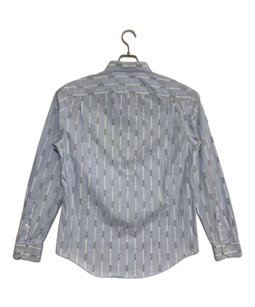 LOUIS VUITTON（ルイ ヴィトン）LOUIS VUITTON (ルイ ヴィトン) ロゴストライプ 長袖シャツ ブルー×ホワイト サイズ:Lの古着・服飾アイテム