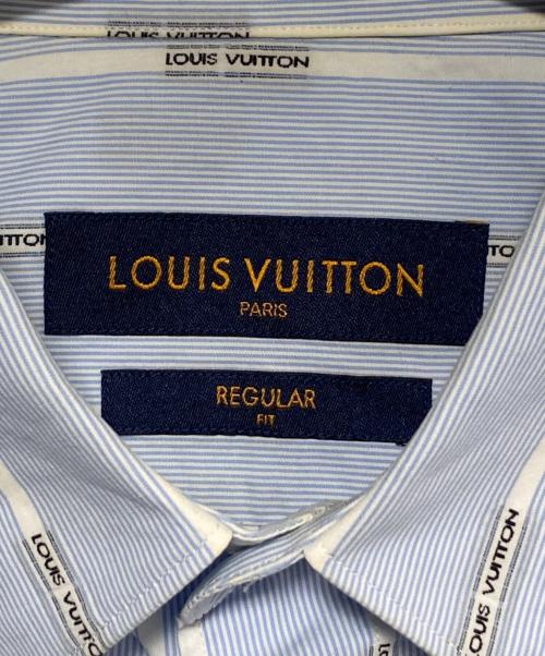 LOUIS VUITTON（ルイ ヴィトン）LOUIS VUITTON (ルイ ヴィトン) ロゴストライプ 長袖シャツ ブルー×ホワイト サイズ:Lの古着・服飾アイテム
