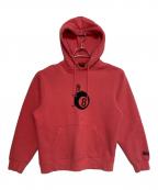 stussyステューシー）の古着「8 Ball Man Embroidered Hoodie」｜レッド