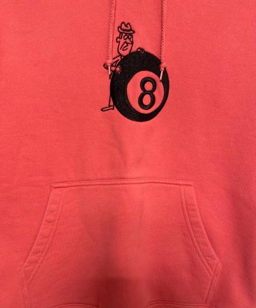 stussy（ステューシー）stussy (ステューシー) 8 Ball Man Embroidered Hoodie レッド サイズ:Sの古着・服飾アイテム