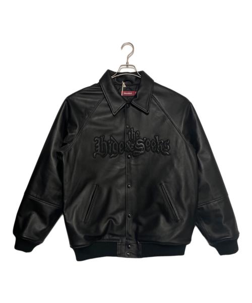 HIDE AND SEEK（ハイドアンドシーク）HIDE AND SEEK (ハイドアンドシーク) Toru Nishiura Leather Varsity ブラック サイズ:XLの古着・服飾アイテム