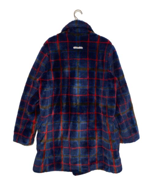 SUPREME（シュプリーム）SUPREME (シュプリーム) Jean Paul GAULTIER (ジャンポールゴルチェ) DOUBLE Breasted Plaid Faux Fur COAT Blue ブルー×レッド サイズ:Sの古着・服飾アイテム
