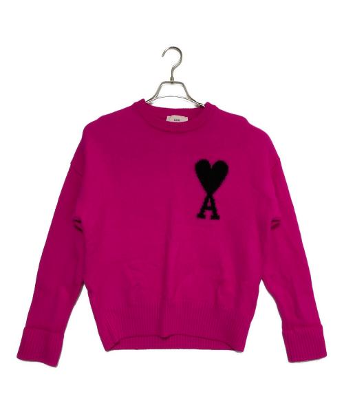 AMI Alexandre Mattiussi（アミアレクサンドルマテュッシ）AMI Alexandre Mattiussi (アミアレクサンドルマテュッシ) クルーネックニット ショッキングピンク サイズ:Mの古着・服飾アイテム